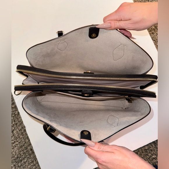 Kate Spade Hudson Large Work Tote with Laptop Insert Black Leather Pink Interior - Picture 3 of 7